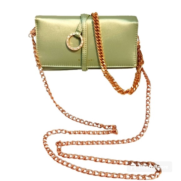 BVGARI with BOX CROSSBODY Authentic Satin Clutch Handbag w added 2 Gold … - Picture 2 of 16